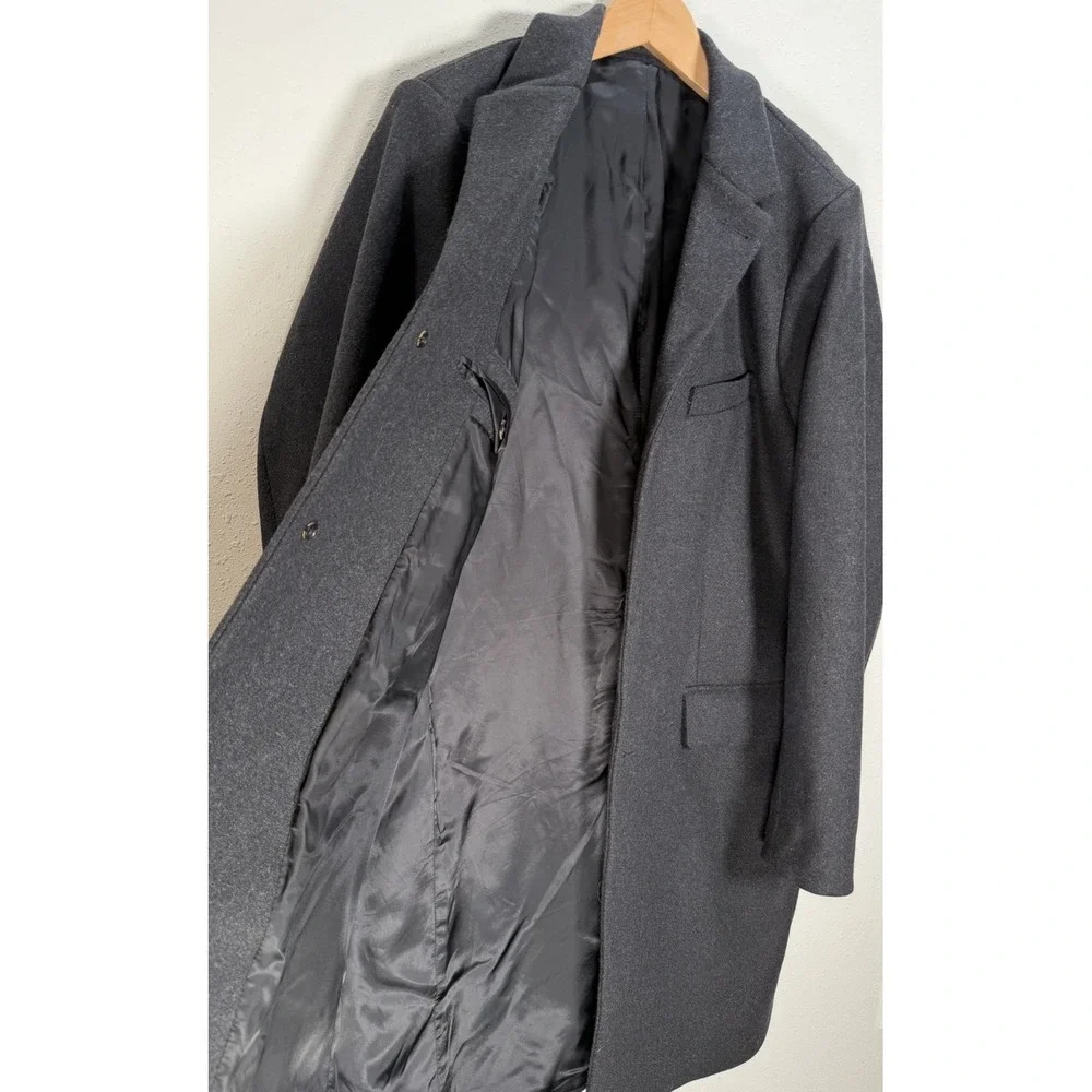 Abercrombie & Fitch Coat Men's Wool Blend Overcoat Sz XL Gray Classic Italian